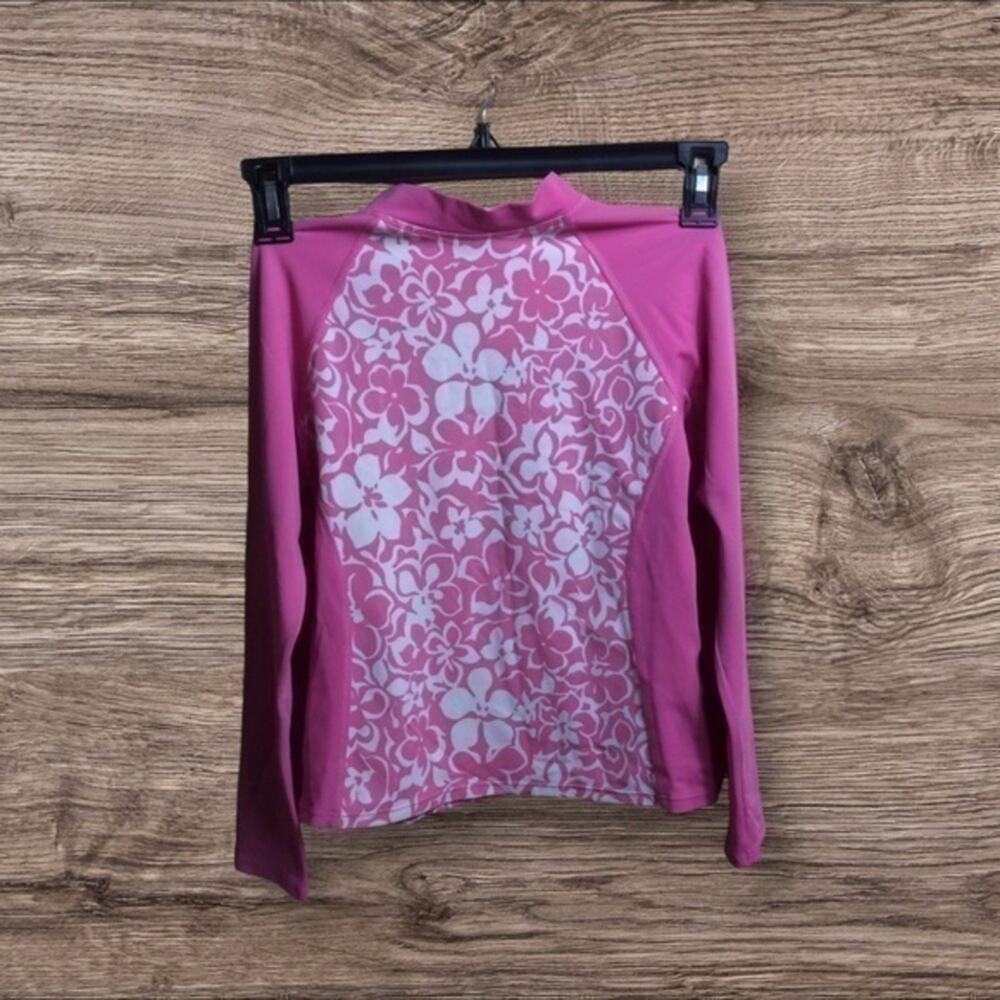 Lands End pink floral rash guard. Medium. 10–12.
